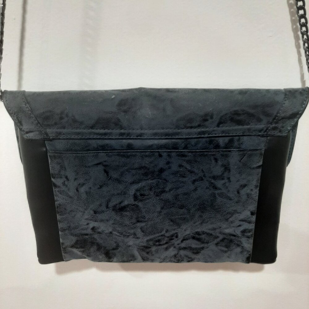 Charcoal minimalist baddie whimsygoth oversized evening bag faux leather - Picture 14 of 15